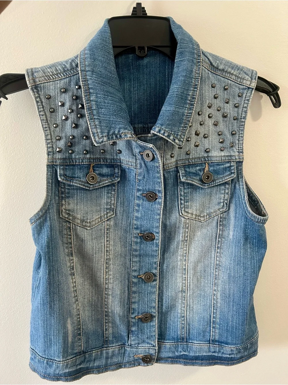 Fire Los Angeles Light Blue Studded Denim Vest